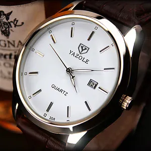 YAZOLE-Reloj de pulsera sencillo de cuero para hombre, cronógrafo romano de marca superior, resistente al agua, nuevo