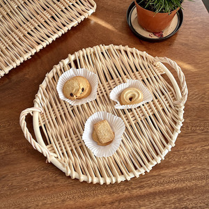 JY Willow Wicker Handmade Picnic Natural Dessert Pain Plates Household Food Decoration - Product Image 4