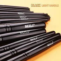 Nouvel ensemble professionnel de 24 pinceaux de maquillage en bois faits à la main et personnalisés – Noir, végétalien, pour fond de teint, sourcils et illuminateur
