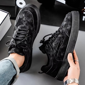 Baskets décontractées respirantes pour hommes, style coréen tendance, en cuir synthétique, à lacets, chaussures durables - Product Image 1