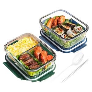 Glass <b>Lunch</b> <b>Box</b> Microwave Safe Airtight Keep Warm Food Container Compartment Bento <b>Box</b> with Lid for Office Workers Students - Product Image 1