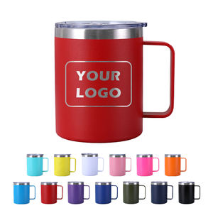 Gobelets en acier inoxydable à double paroi avec revêtement en poudre, logo personnalisé, 12 oz, 14 oz, 16 oz, mug à café isolé sous vide avec couvercle de camping - Product Image 1