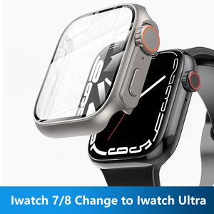 Verre + coque pour Apple Watch 8 7, 45mm, 41mm, 44mm, 40mm, protecteur d'écran, <span class=keywords><strong>changement</strong></span> Ultra pare-chocs, <span class=keywords><strong>iWatch</strong></span> série 4 5 6 SE, accessoires - Product Image 3