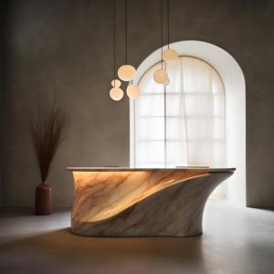 NGHỆ THUẬT tiếp nhận bàn đá giống như kết cấu | thiết kế độc đáo ánh sáng sang trọng phong cách trung tâm thị giác cao cấp không gian sợi thủy tinh bàn - Product Image 2