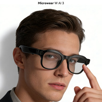 Gafas inteligentes transfronterizas Microwear W Al 3 con grabación de fotos para llamadas, audio IA, control por botón, marco de ABS, venta al por mayor