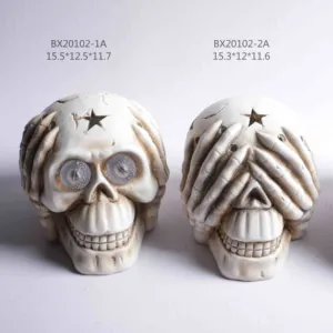 세 가지 현명한 두개골-세 세트 (3) 참조 말하는 악 현실적인 미니 해골 인형 할로윈 고딕 홈 장식