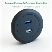 Stopkontak Pintar Terpasang Dalam dengan Pengisi Daya Nirkabel PD USB-A, Stopkontak AC, Material ABS untuk Desain Meja, Kabinet, Sofa, Bar, OEM