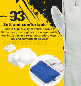 中国制造商的ce认证长钨极氩弧焊手套定制XL尺寸牛皮棉衬里氩弧焊机的安全 - Product Image 4