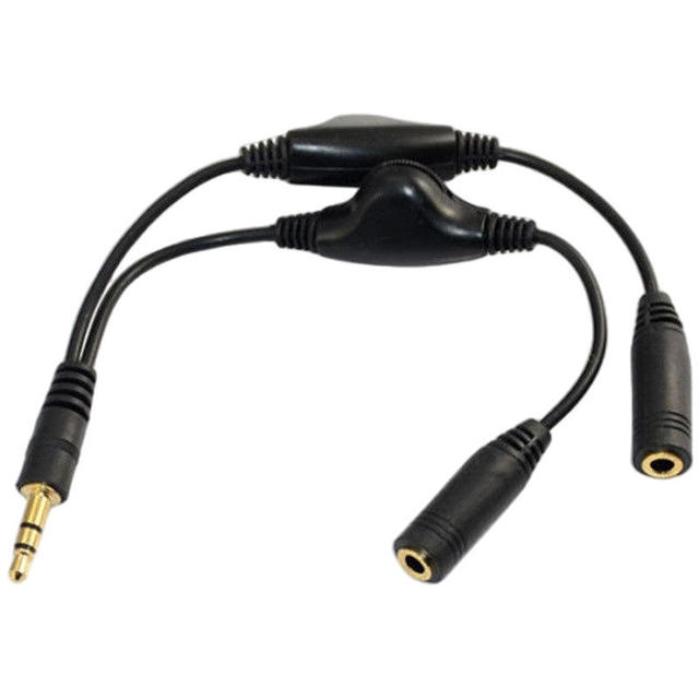 Headphone 1 Male to 2 Female TRS Stereo Mic Audio AUX Y Splitter Cable With Volume Switch 3.5mm to aux cable