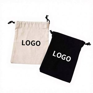 Pochette à bijoux en velours bleu foncé avec logo personnalisé pour boucles d'oreilles, bagues, parfums, perruques, rouges à lèvres, huiles essentielles, mascara – En stock - Product Image 3