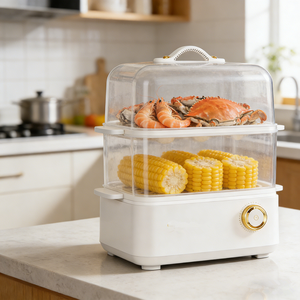 Cuisinière <span class=keywords><strong>vapeur</strong></span> électrique pliable Factory Trio, mini cuiseur <span class=keywords><strong>vapeur</strong></span> à <span class=keywords><strong>2</strong></span> étages, chauffe-plats - Product Image 1