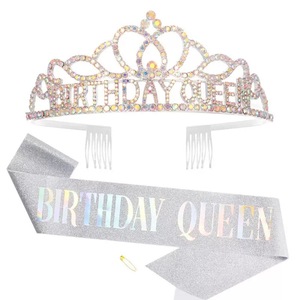 Novedades, Corona de Diamantes de Cumpleaños, Tiara de Princesa <span class=keywords><strong>para</strong></span> Niña, Cinturón con Correa <span class=keywords><strong>para</strong></span> Decoración de Fiestas - Product Image 5