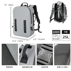 Sports Outdoor Cycling Camping Fashion Waterproof TPU <strong>Backpack</strong> <strong>25L</strong> Large Capacity Airtight Zipper Air Cushion Belt - Product Image 4