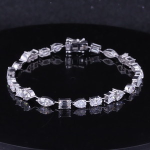 IGI Certified Lab Created Diamond Tennis Bracelet 14K Gold Fancy Cut Lab Grown Diamond Bracelet - Product Image 2