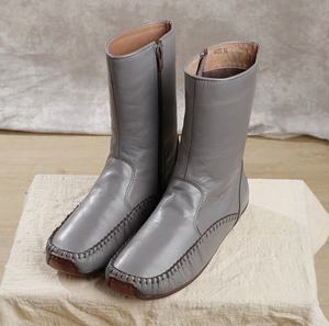 Mocassins à fermeture éclair pour femmes, personnalisés, de haute qualité, avec talons épais pour augmenter la taille, en cuir véritable - Product Image 3