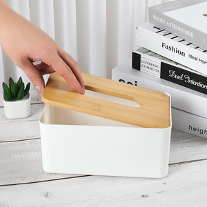 Factory wholesale contracted square white plastic wood MDF tissue box