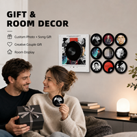 Boîte à musique en acrylique NFC personnalisée Frank Sinatra, cadre photo personnalisé, tourne-disque, 9 disques remplaçables, souvenir musical, cadeau