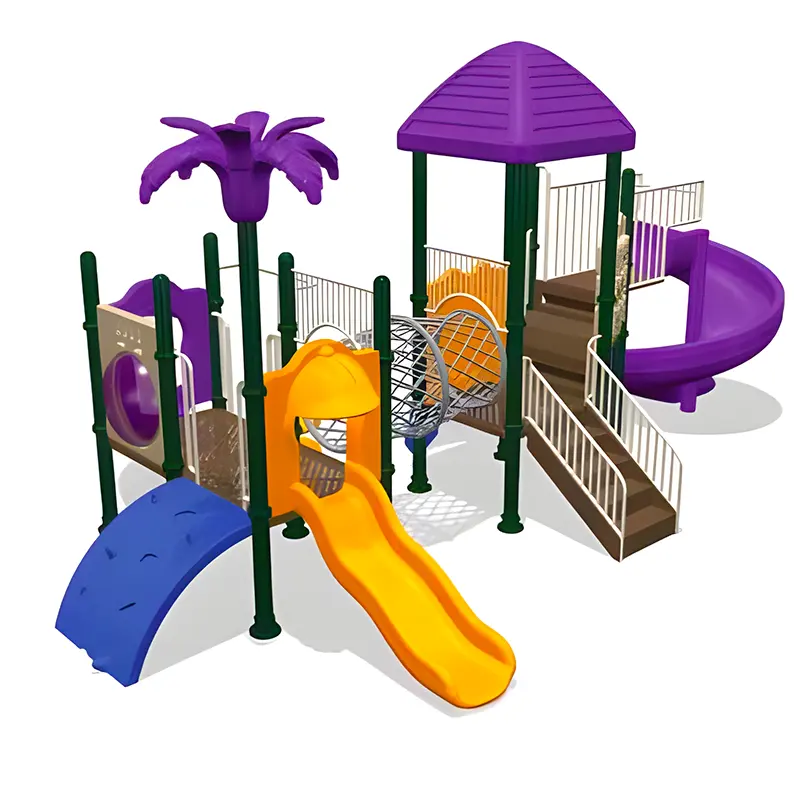 आउटडोर जंगल पार्क राइड बच्चों के लिए वाणिज्यिक विनाइल स्विंग सेट खेल का मैदान पिछवाड़ा सीढ़ी स्लाइड