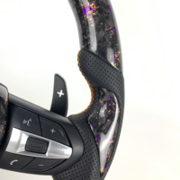 Volant en fibre de carbone compatible avec BMW F30 F32 F10 F20 F07 F01 E46 E60 E90, cuir noir, affichage LED, style sportif forgé