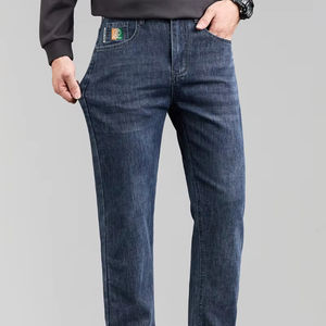 جينز رجالي بقصة ضيقة من الجينز المتوسط مريح ومتين وعصري وغير رسمي ملابس الشارع بنمط مستقيم شتوي متوسط مغسول - Product Image 1