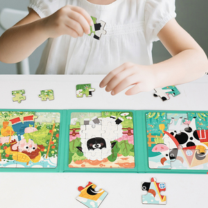 Livre <span class=keywords><strong>de</strong></span> puzzles magnétiques en papier pour enfants, jouets éducatifs Montessori, <span class=keywords><strong>jeux</strong></span> sensoriels pour enfants, <span class=keywords><strong>jeux</strong></span> <span class=keywords><strong>de</strong></span> voyage, cadeau, dinosaures, sirènes, ferme - Product Image 2