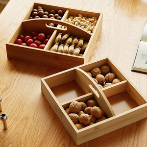 Boîte à fruits secs de style chinois, poignée en bois massif, boîte à bonbons, plateau à bonbons de mariage, plateau pour cadeaux de naissance, plateau à noix, boîte cadeau - Product Image 3