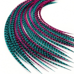Plumas de Gallo Grizzly Naturales de Colores, Finas, de 25-30 cm, al por Mayor, para Atar Moscas, Extensiones de Cabello, Pendientes, Manualidades, Decoraciones - Product Image 4