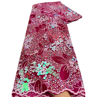NI.AI Luxe Coloré Séquence Net Dentelle Fleur De Mariée Brodé Velours Paillettes Dentelle Tissu pour Robe De Mariée Matériaux