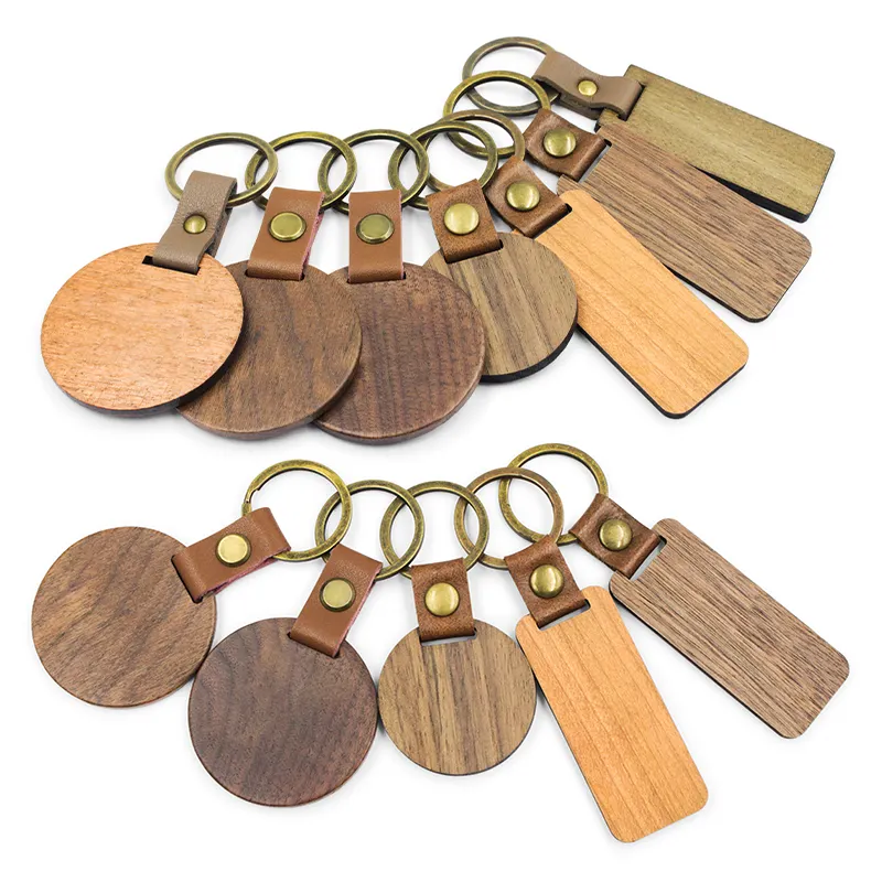 Großhandel Sublimation Holz entzückendes Logo Zubehör hölzern bedruckt Schlüsselanhänger einfarbig individueller hölzerner Schlüsselanhänger für Lasergravur