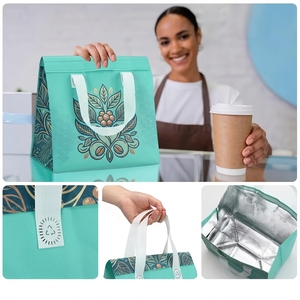 Bolsa de Tela No Tejida con Forro de Aluminio, Impresa con Logotipo Personalizado, para Entrega de Alimentos Frescos, Solución de Embalaje Térmico, Venta al Por Mayor - Product Image 1