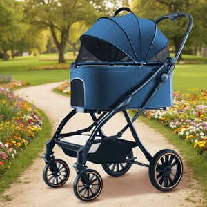 Grande carrello in tessuto impermeabile a 4 ruote di lusso lavabile passeggino da viaggio <span class=keywords><strong>per</strong></span> animali domestici pieghevole <span class=keywords><strong>per</strong></span> grandi gatti <span class=keywords><strong>cani</strong></span> camminatori trasportini - Product Image 2