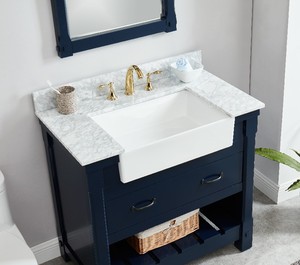 Meuble-lavabo de salle de bain Senyu Farmhouse bleu marine de haute qualité, style américain - Product Image 1