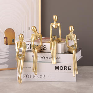 Statue de penseur décoration de la maison étagère décoration Accents résine bibliothèque Figurines abstraites <span class=keywords><strong>Sculpture</strong></span> moderne à collectionner - Product Image 3