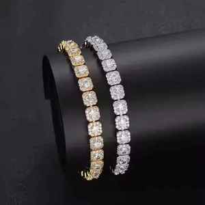 Moissanite Square Cut Diamond Tennis Bracelet 925 Sterling Silver Iced Out Hip Hop Classic Sparkle Jewelry Gift <b>for</b> Women <b>Men</b> - Product Image 1