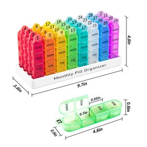 כדור חודשי מארגנת גלולות 4 פעמים ביום, מקרה רפואת כדור מיכל גלולה להחזיק תוספת ותרופות - Product Image 2