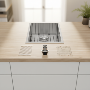 Lavello da Cucina Monoblocco in Acciaio Inox 15x17x10, Installazione Sottotop, Finitura Spazzolata, Facile da Pulire - Product Image 2