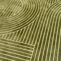 Tapis en acrylique tufté à la main, couleur verte, forme ronde, pour salon et chambre à coucher