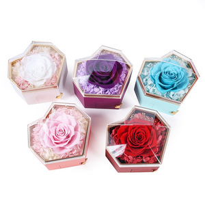 Día de San Valentín Día DE LA MADRE preservado Real rojo púrpura rosa con I Love You Collar para mujeres mamá su abuela novia esposa - Product Image 3