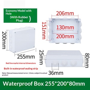 255x200x80mm IP65 <b>Waterproof</b> Junction <b>Box</b> ABS Plastic Pre-drilled 12 Holes with Rubber Plugs Built-in Sealing Strip Outdoor - Product Image 1