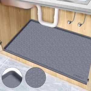 Tapis d'évier en silicone imperméable et écologique 34x22 pouces, doublure de placard de cuisine, plateau anti-goutte, drainage facile, couleur personnalisée, emballé en carton - Product Image 1