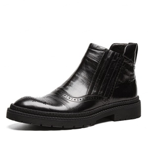 Botas Chelsea de Otoño para Hombre, Nuevas, Estilo Europeo Americano, de Moda, de Piel Vacuna, con Suela Gruesa y Detalles Tallados - Product Image 2