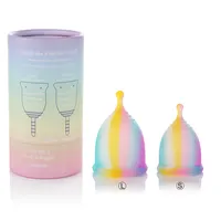 Taza menstrual de arcoíris de silicona de alta calidad para mujeres, calidad médica, venta al por mayor, logotipo personalizado