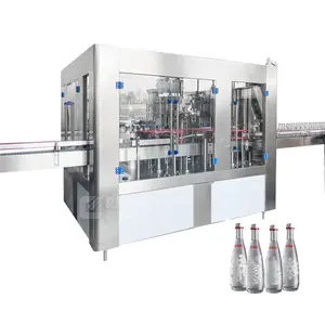Automatic glass bottle water beer soda wine vodka filling and capping machine bottling line