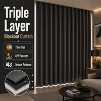 Rideaux occultants triple couche en tissu, isolants thermiques, protection UV, réduction du bruit, sur mesure OEM pour hôtel, chambre et salon