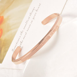 Joyería inspiradora PVD chapado en oro rosa <span class=keywords><strong>Hoy</strong></span> <span class=keywords><strong>es</strong></span> el mejor día <span class=keywords><strong>de</strong></span> mi vida Pulsera grabada Brazalete - Product Image 1