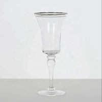 Verre à vin à bord argenté pour banquet, gobelet en cristal à bord argenté, verre à vin pour mariage en extérieur