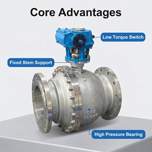 Válvula de bola de acero fundido de grado industrial con certificación CE ISO9001, conexión de brida de 14 pulgadas, vástago fijo y cuerpo CF8 - Product Image 1