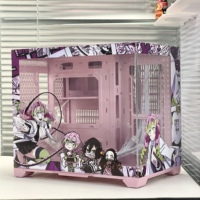Pink MATX Mid Tower Customizable Metal Micro Desk Casing with Tempered Glass for Gaming PC Computer Cases & Towers
