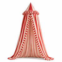 Moustiquaire de lit pour enfants en forme de cône, suspendue au plafond, 100% coton, rouge-blanc, solide, écologique, portable, pliable, tente de berceau pour bébé