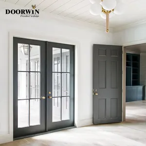 American New Construction Graphic Design Solutions Modern French Entry Doors With Durable Aluminum Alloy Frame Custom Window